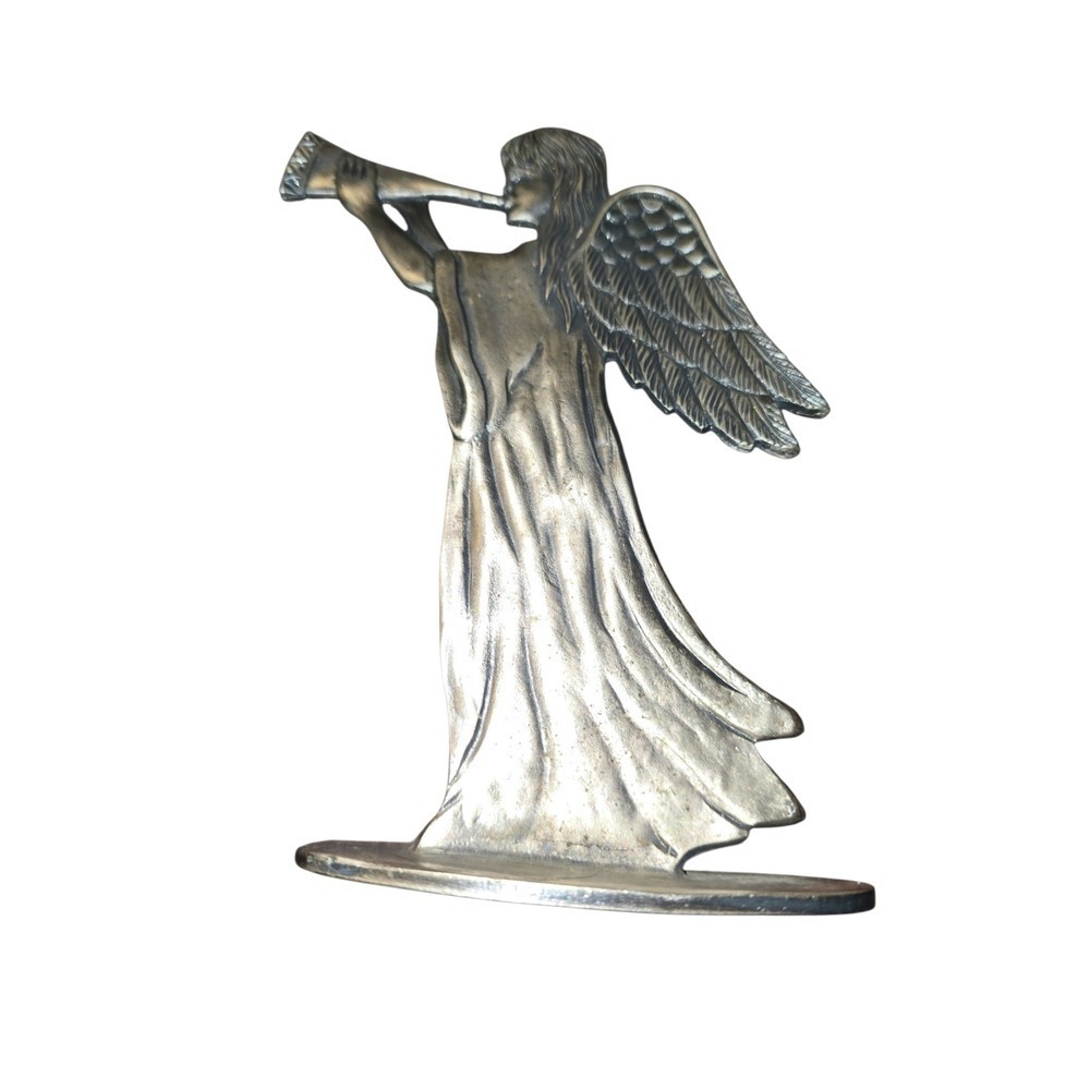 Vintage Dept 56 Pewter Angel Statue Ornament Trumpet Player‎ Figurine